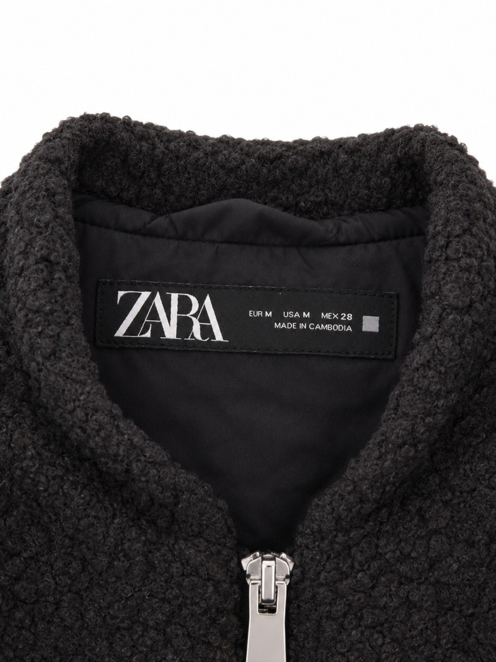 Zara Black Teddy Sherpa Zip-Up Jacket Size M - Picture 5 of 6
